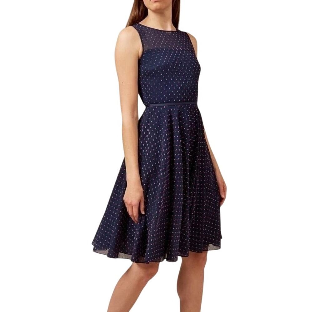 Hobbs London Della Spot Fit and Flare Dress